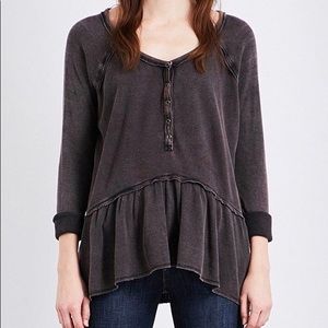 Free People Coastline Cotton Top Brown Thermal